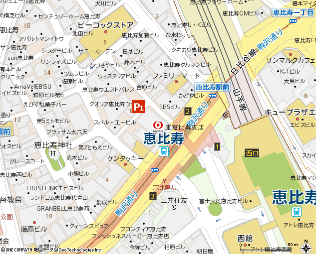東恵比寿支店付近の地図